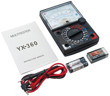 Load image into Gallery viewer, Analog Multimeter with LED Indicator & Buzzer for Continuity Test - Includes Test Leads (YX-360TRE-L-B)