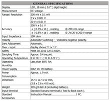 Load image into Gallery viewer, DC Voltmeter with LCD Display, 4 Ranges: 200 mV, 2 V, 20 V, 200 V