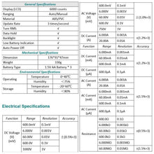 Load image into Gallery viewer, ZT-M0 True-RMS Digital Multimeter Auto and Manual with Analog Bar Graph AC/DC Voltage Ammeter Current Ohm