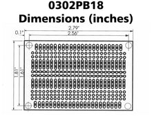 Load image into Gallery viewer, Mini 2.8" x 1.8" PCB Perfboard for Prototyping with ICs, Accepts up to DIP-50 Package, 417 Holes (Model 21-113)