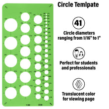 Load image into Gallery viewer, Westcott Small Circles Template - Diameters ranging from 1/16" to 1" (T-800)
