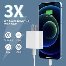 Load image into Gallery viewer, USB C Charger Block 20W, Type C Wall Charger, Power Adapter Brick Fast Charger for Phone 16/16 Pro/15/14, Galaxy, Pixel, AirPods
