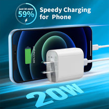 Load image into Gallery viewer, USB C Charger Block 20W, Type C Wall Charger, Power Adapter Brick Fast Charger for Phone 16/16 Pro/15/14, Galaxy, Pixel, AirPods
