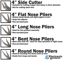 Load image into Gallery viewer, 5 Piece Stainless Steel Precision Tool Set - Side Cutter, Round Nose, Long Nose, Flat Nose, and Bent Nose Pliers