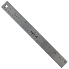 Load image into Gallery viewer, Universal 12-inch Standard/Metric Stainless Steel Ruler with Cork Back and Hanging Hole (UNV59023)