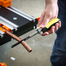 Load image into Gallery viewer, GreatNeck True Close Quarter Hacksaw with 10-inch Carbon Steel Blade for Cutting Wood, PVC, Foam, Brass, and More (80070)