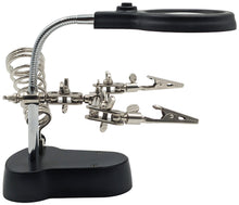 Load image into Gallery viewer, Helping Hand Project Holder with Flexible 2.5x Magnifying Glass, LED Lights, and Soldering Iron Holder