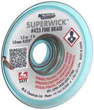 Load image into Gallery viewer, MG Chemicals 423 Desoldering Braid #1 Fine Braid Super Wick with RMA Flux, 5' Length x 0.040" Width, White