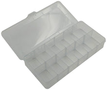 Load image into Gallery viewer, Clear Component Storage Box with Lid, Removable Dividers, 2 to 12 Divisions, 10" x 4⅞" x 1⅝"