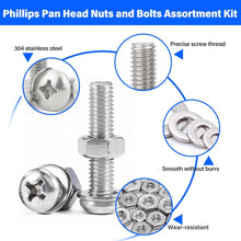 Load image into Gallery viewer, 1110 Piece Nuts and Bolts Assortment Kit, Stainless Steel, Assorted Screws, Nuts, Bolts and Washers (#4-40, #6-32, #8-32, #10-24)