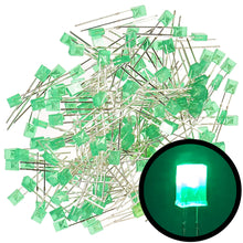 Load image into Gallery viewer, 100 Pack Green Rectangular LED, Diffused Lens (5mm x 2mm x 7mm)