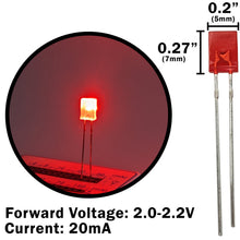 Load image into Gallery viewer, 100 Pack Red Rectangular LEDs, Diffused Lens (5mm x 2mm x 7mm)