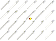Load image into Gallery viewer, 100 Pack of Super Bright Amber LEDs, 5mm White Clear Lens, 1800 MCD @20mA, 30 Degrees Viewing Angle