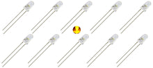 Load image into Gallery viewer, 10 Pack of Super Bright Amber LEDs, 5mm White Clear Lens, 1800 MCD @20mA, 30 Degrees Viewing Angle