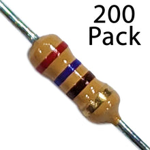 Load image into Gallery viewer, 270 Ohm Carbon Film Resistors, 200 Pack – 1/4W (0.25W), ±5% Tolerance, 250V Max
