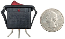 Load image into Gallery viewer, Lighted Rocker Switch, Panel Mount, 10A 250VAC / 15A 125VAC, Fits 1.125" x 0.66" Cutout