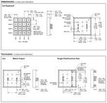 Load image into Gallery viewer, 16 Button (4 x 4 Matrix) Keypad Switch with Blank White Keys, Tactile Feedback, Common Bus Output, Non-Illuminated, 0.01A @ 24VDC (83BC1-001)