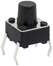 Load image into Gallery viewer, 100 Pack 6mm Square Tact Momentary Switch with Round Black Button, 3.5mm Button Height, Breadboard Friendly