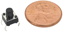 Load image into Gallery viewer, 100 Pack 6mm Square Tact Momentary Switch with Round Black Button, 3.5mm Button Height, Breadboard Friendly
