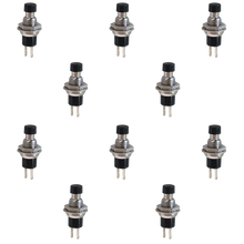 Load image into Gallery viewer, 10 Pack Normally Closed Momentary Switch, Round Black Button, 2-Pin Solder Lug, Panel Mount