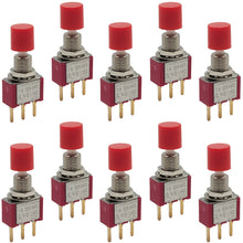 Load image into Gallery viewer, 10 Pack Snap-acting Momentary Pushbutton Switch - SPDT - PC Lead
