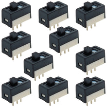 Load image into Gallery viewer, 10 Pack Mini SPDT Slide Switch with PC Leads on 0.1" Center - Ideal for Breadboards