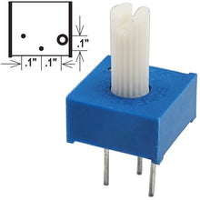 Load image into Gallery viewer, 1K Ohms 1/2W Cermet Potentiometer, Single Turn with Shaft, ⅜-inch Size, PC Pins for Breadboarding