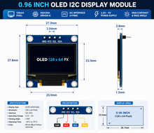 Load image into Gallery viewer, 0.96" OLED I2C IIC Display Module, 28x64 Pixel SSD1306 Mini Self-Luminous OLED Screen Board Compatible with Arduino & Raspberry Pi