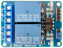 Load image into Gallery viewer, 2 Channel 5V Relay Module With Low Level Trigger, Can Be Controlled By Arduino, 8051, AVR, PIC, DSP, ARM, ARM, MSP430, TTL logic