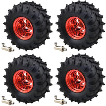 Load image into Gallery viewer, 4 Pack Dagu 120mm Spiked Rubber Wheels for RC / Robotics, 60mm Width, 4mm Axle