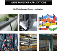 Load image into Gallery viewer, 500 Piece Zip Tie Assortment, Includes 4", 5.5", 8", 11", 14" UV Resistant Nylon Wire Ties for Indoor or Outdoor Cable Management (Black)