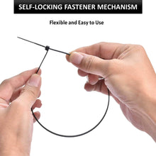 Load image into Gallery viewer, 500 Piece Zip Tie Assortment, Includes 4", 5.5", 8", 11", 14" UV Resistant Nylon Wire Ties for Indoor or Outdoor Cable Management (Black)