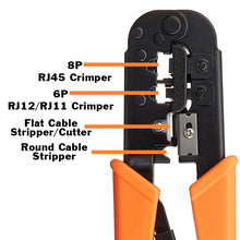 Load image into Gallery viewer, Ratcheting Crimping Tool for Modular Plugs RJ11-12 (6P 6C) and RJ45 (8P 8C)
