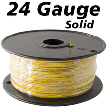Load image into Gallery viewer, 1,000 Feet Yellow 24 Gauge Solid Hook-Up Wire, Tinned Copper, PVC Insulation, UL 1007/1569, RoHS Compliant