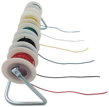 Load image into Gallery viewer, 24 Gauge Hook-Up Wire Kit, Stranded Tinned Copper Wire, Six 25 Foot Spools with Metal Spool Holder