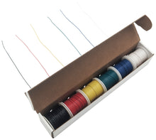 Load image into Gallery viewer, Stranded 24 Gauge Hook Up Wire Kit - Includes 6 Different Color 100 Foot Spools, Tinned Copper, PVC Insulated