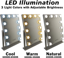 Load image into Gallery viewer, LED Lighted Hollywood Style Vanity Makeup Mirror with Smart Memory Touch Control - 3 Colors + Dimmable Lighting Modes - 360° Rotation