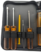 Load image into Gallery viewer, 12 Piece Computer & Electronics Toolkit with Chip Inserter & Extractor, Screwdrivers (Phillips #0 & #1, Slotted 3/16” & 1/8”, T15), Nut Drivers (1/4" & 3/16"), Spare Parts Tube, Portable Zipper Case