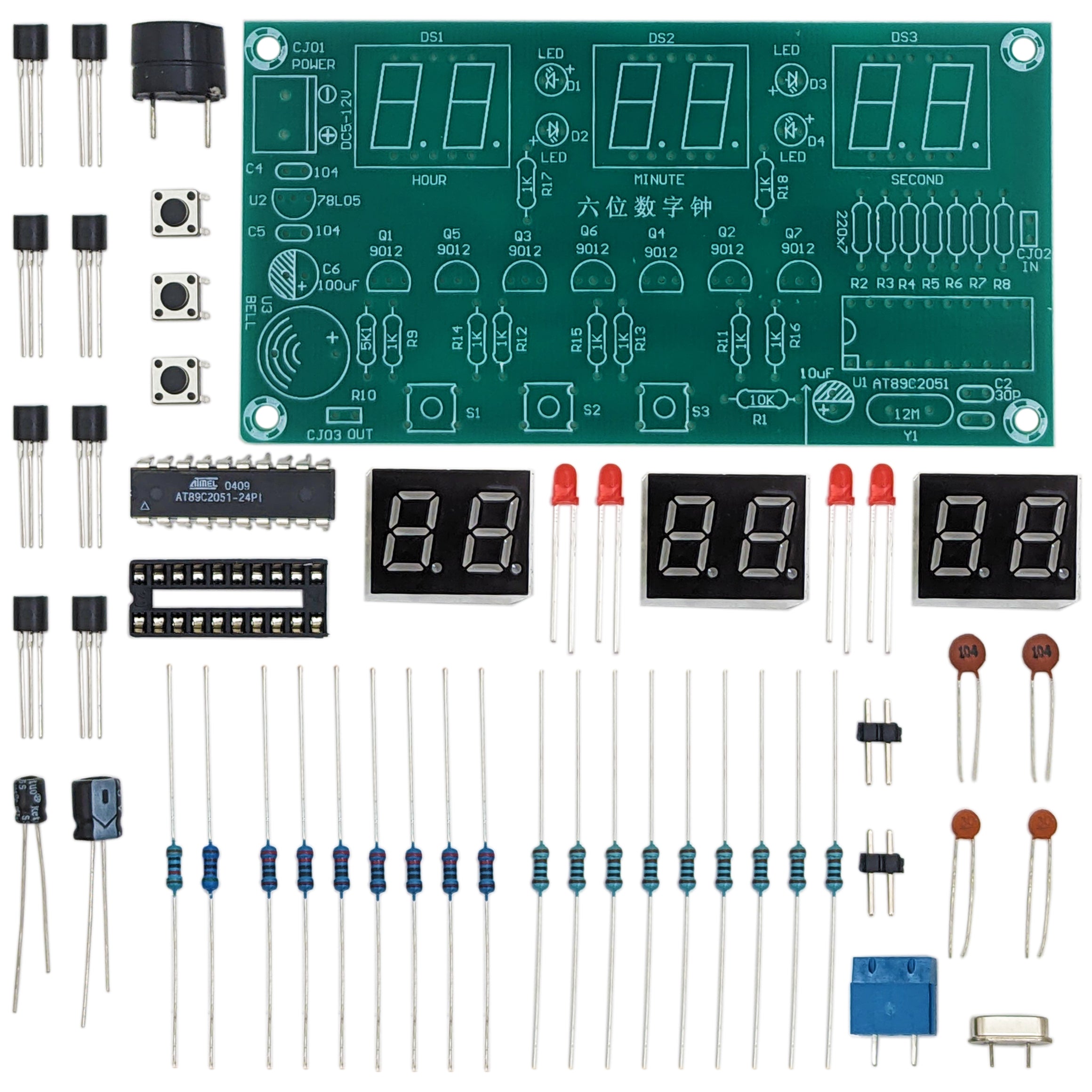 DIY Digital Clock Soldering Practice Kit (HH MM SS Display