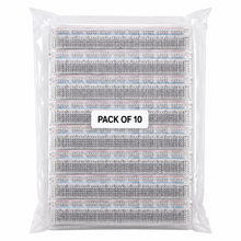 Load image into Gallery viewer, Economy Solderless Clear Plug-In Breadboard 830 Tie Points, 6.5" x 2.1" , RoHS Compliant - Pack of 10