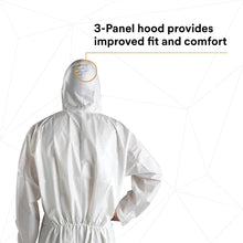 Load image into Gallery viewer, 3M Disposable Protective Coverall, White, Hooded with Elastic Cuff, Two-way Zipper, Antistatic, Painting and Coating, Food Safety, Size Medium (4510-M)