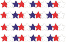 Load image into Gallery viewer, 12 Strips (36 Feet Total) of Red, White, & Blue Patriotic Stars - Classroom Border Decoration