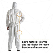 Load image into Gallery viewer, 3M Disposable Protective Coverall, White, Hooded with Elastic Cuff, Two-way Zipper, Antistatic, Painting and Coating, Food Safety, Size Medium (4510-M)