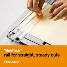 Load image into Gallery viewer, Fiskars Recycled SureCut™ Portable Paper Trimmer - 12” Cut Length - Craft and Office Paper Cutter with Grid Lines - Black (154540-1003)