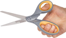 Load image into Gallery viewer, Westcott 7” and 5” Pointed Titanium-Bonded Crafting Scissors with Soft Handles, Gray/Yellow (13824)