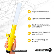 Load image into Gallery viewer, Sonic Technology BugBuster, Cordless Bug Vacuum & Catcher for Adults & Kids for Spiders, Insects, Ants, Flies - Battery Operated Insect Catcher w/Tactile Rocker Switch for Easy On/Off Operation (BB100)