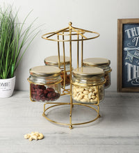 Load image into Gallery viewer, Gold Plating revolving Dry fruit jars, 4 Jars 330ml Each