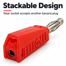 Load image into Gallery viewer, Red Stackable 4mm Banana Plug Connector - 10 Pack