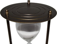Load image into Gallery viewer, Large 3 Minutes and 25 Seconds Hourglass with Brushed Bronze Metal Housing and Glass Timer, Elegant Design, 8.5" Tall Sandglass