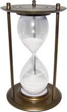 Load image into Gallery viewer, Large 3 Minutes and 25 Seconds Hourglass with Brushed Bronze Metal Housing and Glass Timer, Elegant Design, 8.5" Tall Sandglass